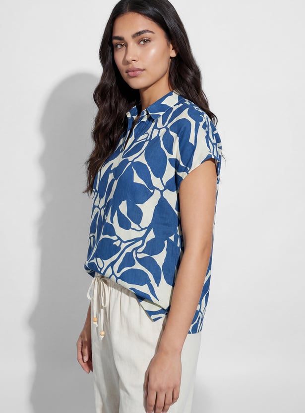 FAME FOREVER Floral Print Collared Top