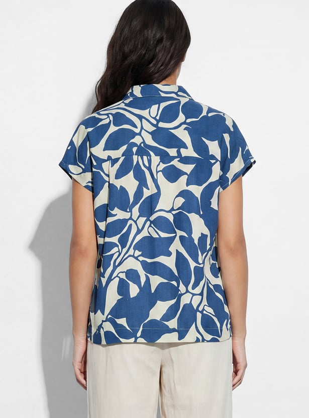 FAME FOREVER Floral Print Collared Top