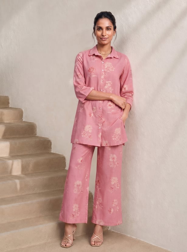 MELANGE Floral Print Straight Kurta Set