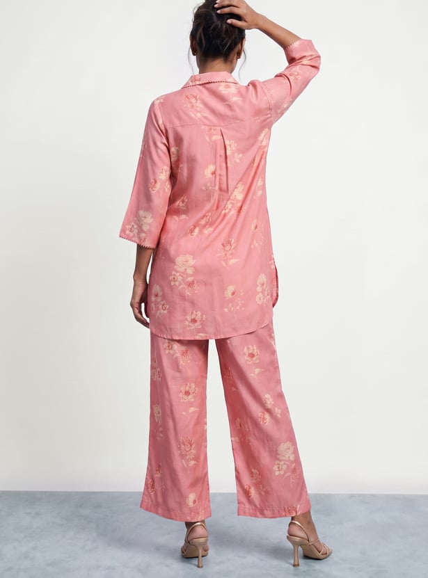 MELANGE Floral Print Straight Kurta Set
