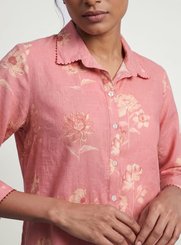 MELANGE Floral Print Straight Kurta Set