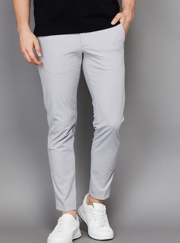 ALLEN SOLLY Solid Crop Fit Trousers