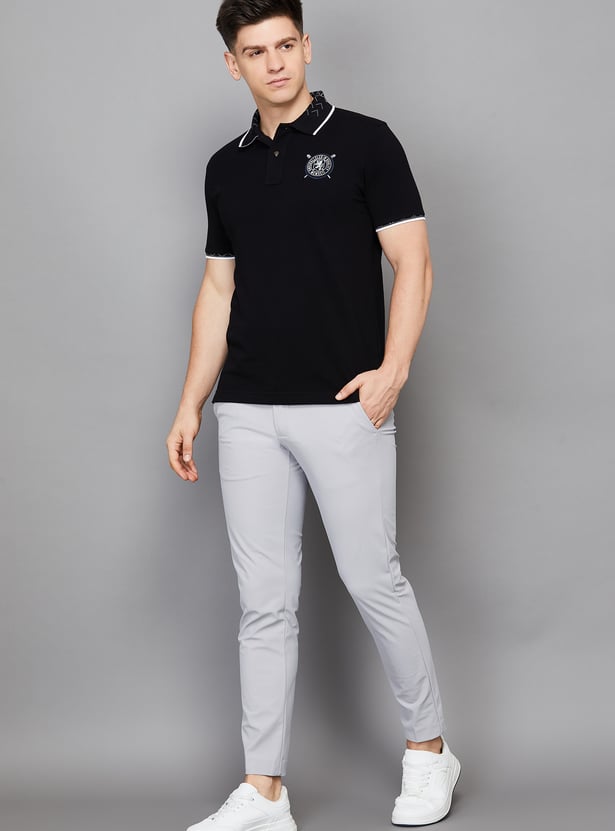 ALLEN SOLLY Solid Crop Fit Trousers