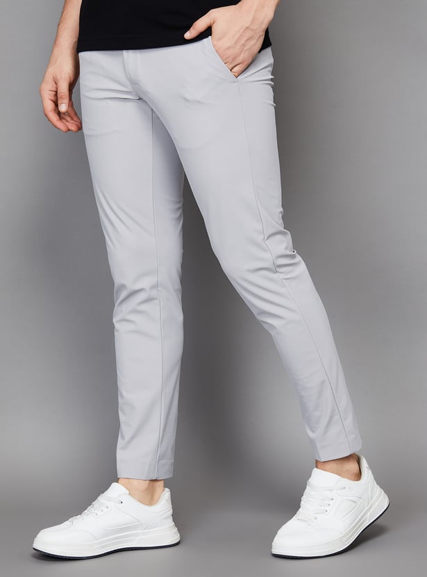 ALLEN SOLLY Solid Crop Fit Trousers