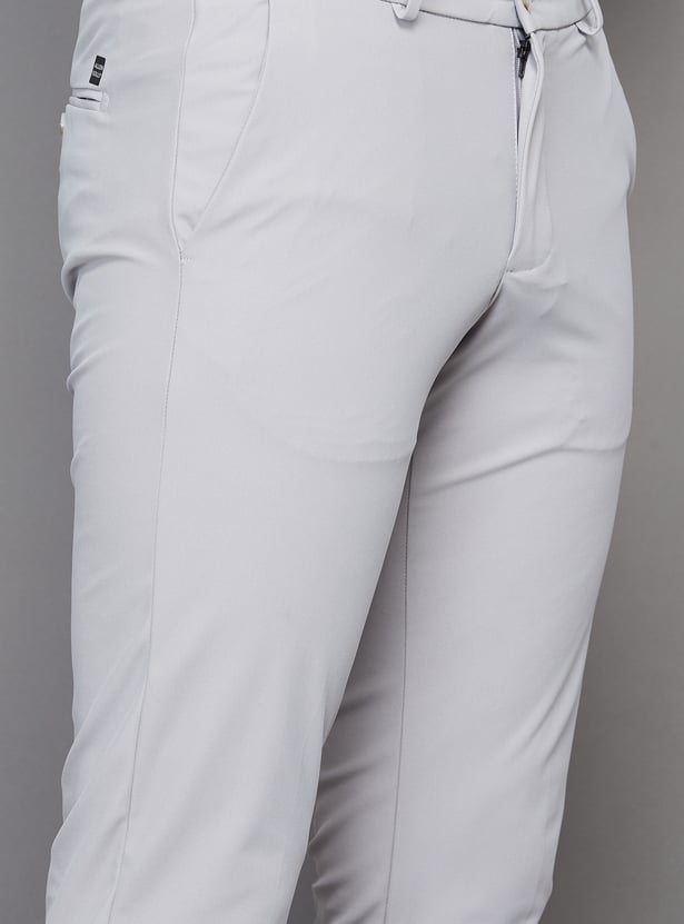 ALLEN SOLLY Solid Crop Fit Trousers