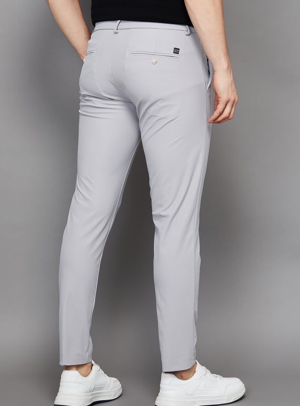ALLEN SOLLY Solid Crop Fit Trousers