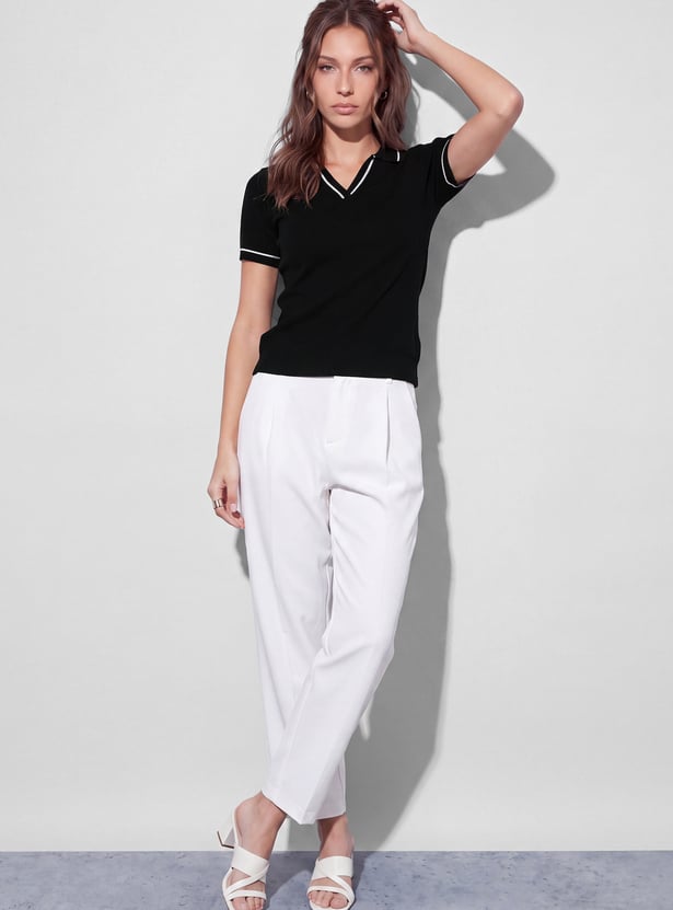 CODE CLASSIC Knit Johnny Collar T-shirt