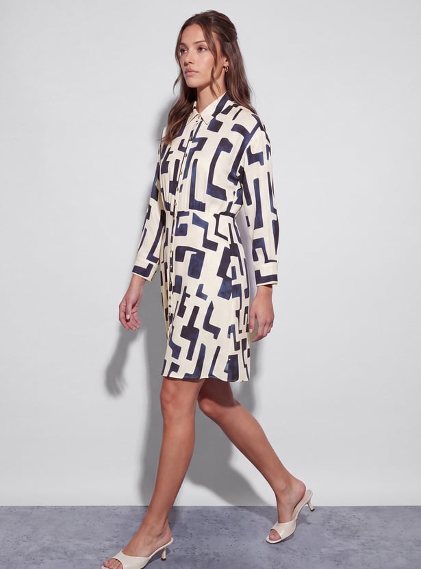 CODE CLASSIC Abstract Print Shirt-Style Dress