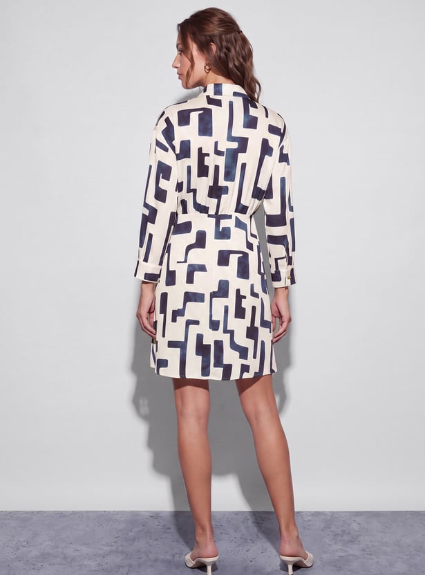 CODE CLASSIC Abstract Print Shirt-Style Dress