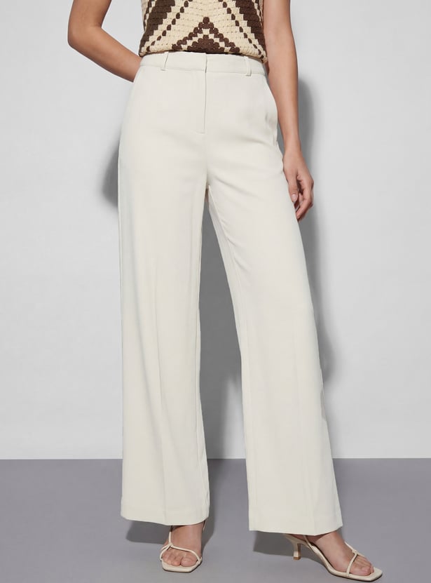 CODE CLASSIC Solid High-Rise Trousers