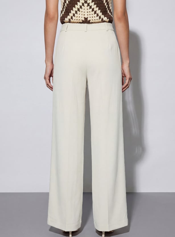 CODE CLASSIC Solid High-Rise Trousers