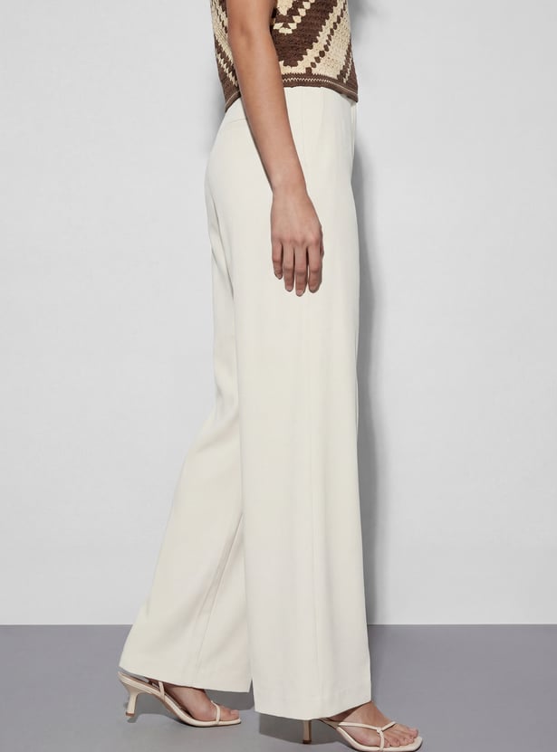 CODE CLASSIC Solid High-Rise Trousers