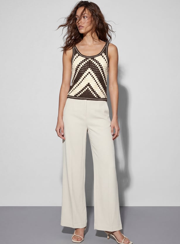 CODE CLASSIC Solid High-Rise Trousers