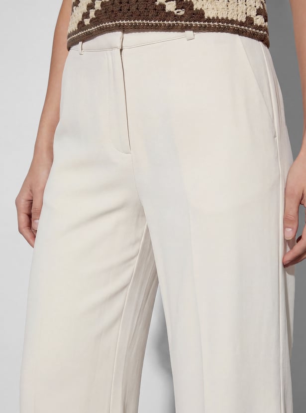 CODE CLASSIC Solid High-Rise Trousers