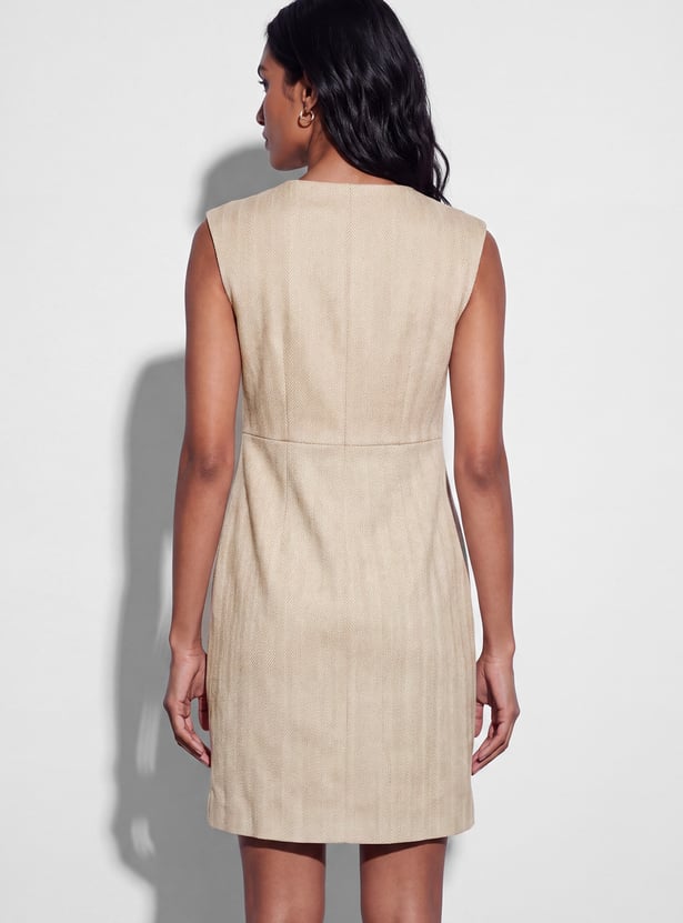 CODE CLASSIC Striped Keyhole Neck Mini Dress
