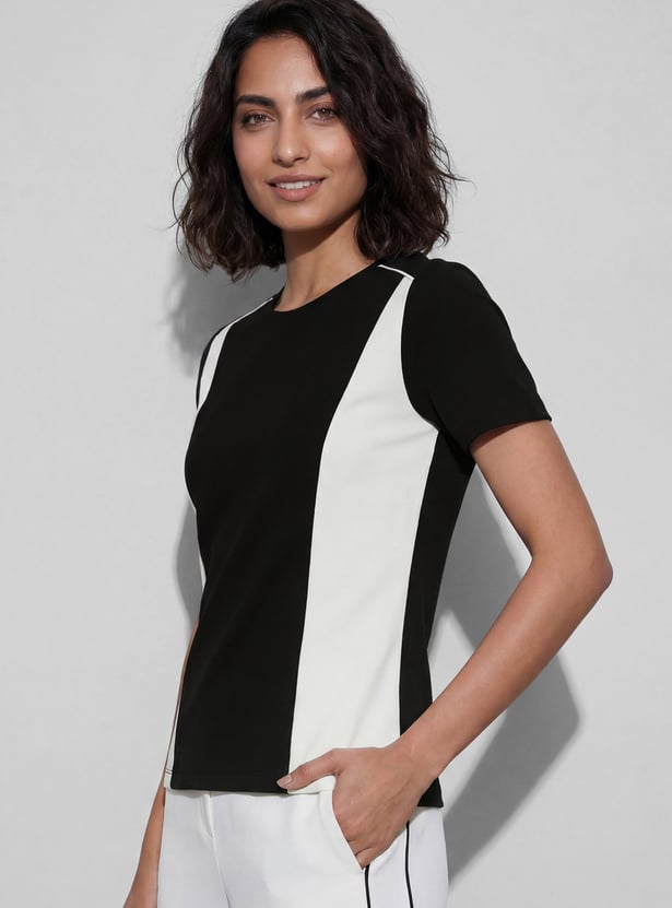CODE CLASSIC Colourblock Crew Neck Top