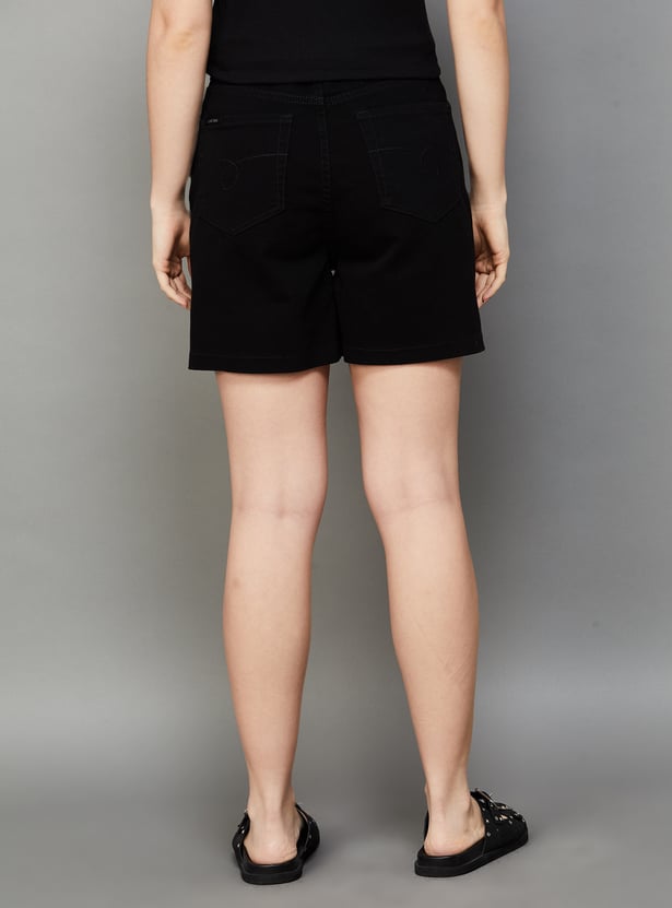 XPOSE Solid High Rise Denim Shorts