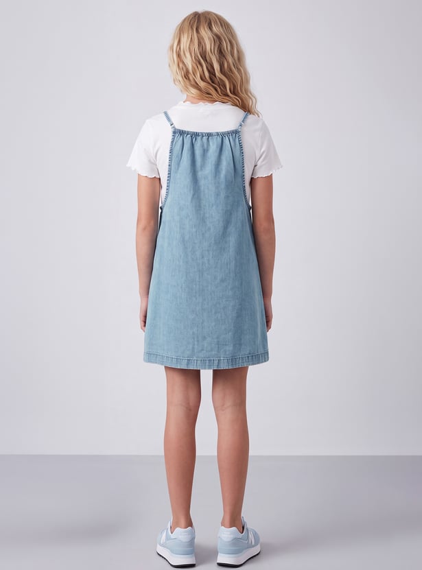 FAME FOREVER Girls Solid Dress with T-shirt