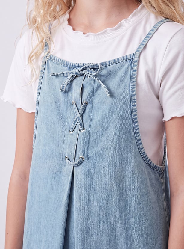 FAME FOREVER Girls Solid Dress with T-shirt