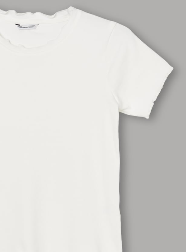 FAME FOREVER Girls Solid Dress with T-shirt