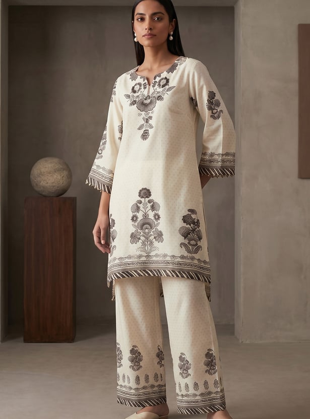 MELANGE Ethnic Motif Kurta Palazzo Set