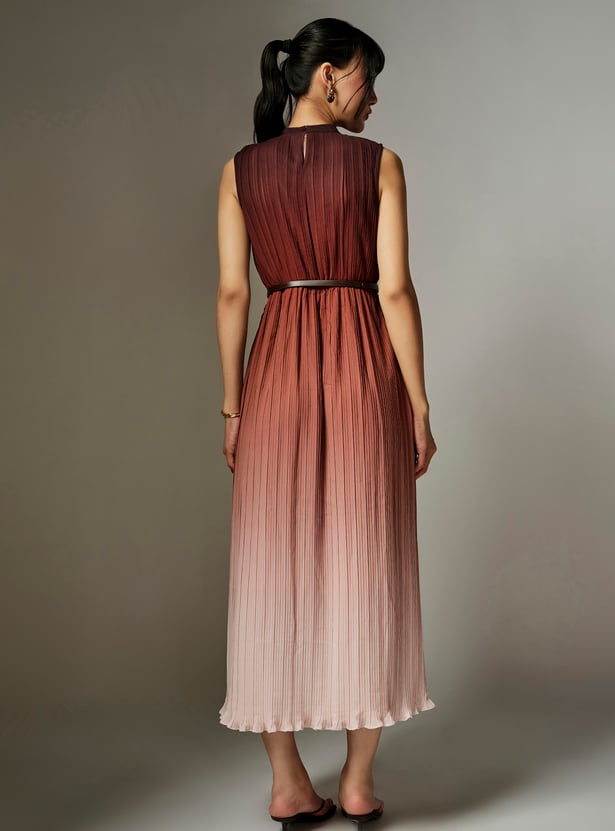 AND Pleated Belted Midi Dress