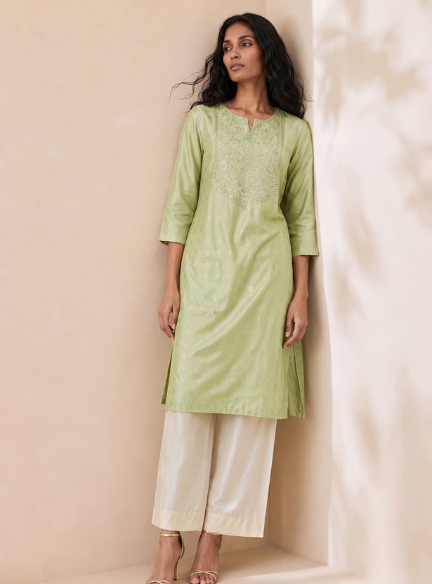 MELANGE Embroidered Straight Kurta