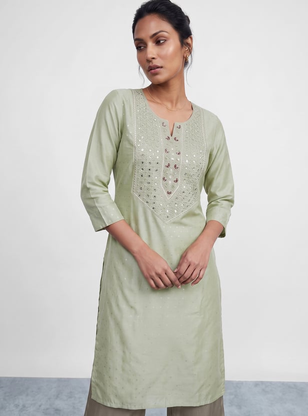 MELANGE Embroidered Straight Kurta