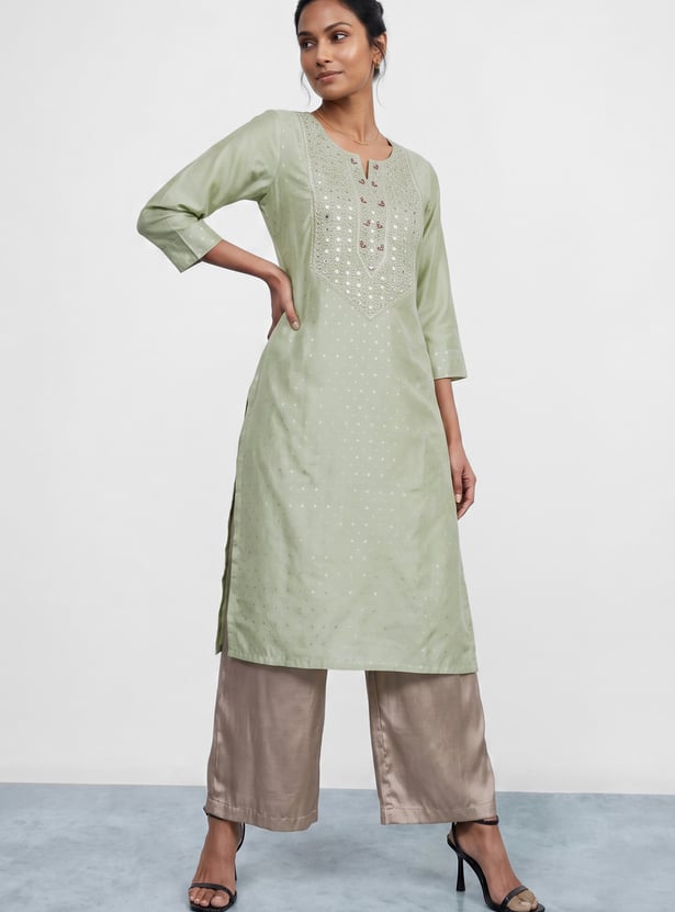 MELANGE Embroidered Straight Kurta