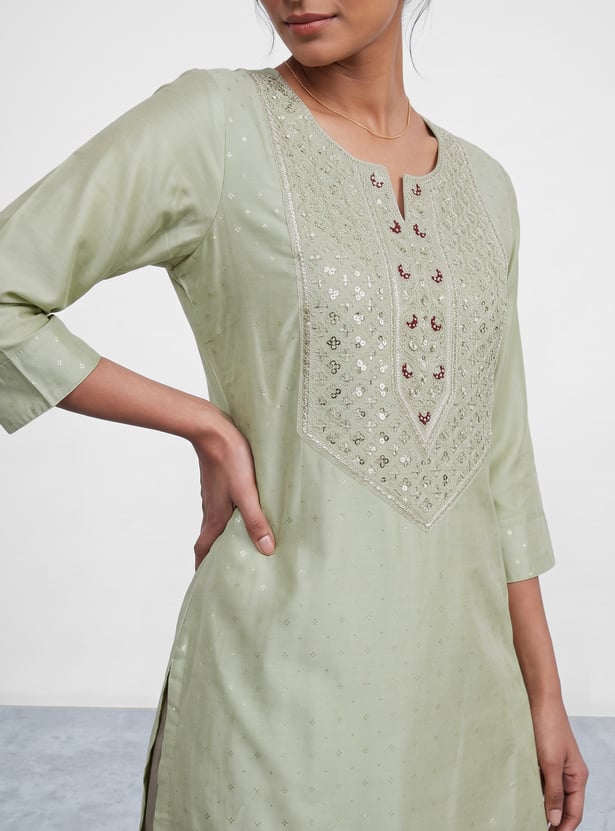 MELANGE Embroidered Straight Kurta