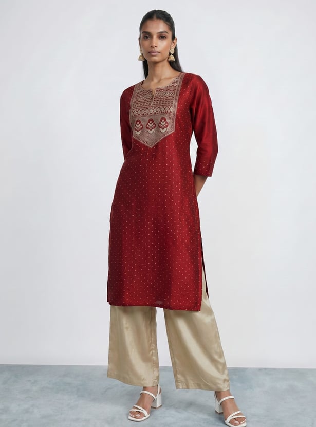 MELANGE Embroidered Straight Kurta