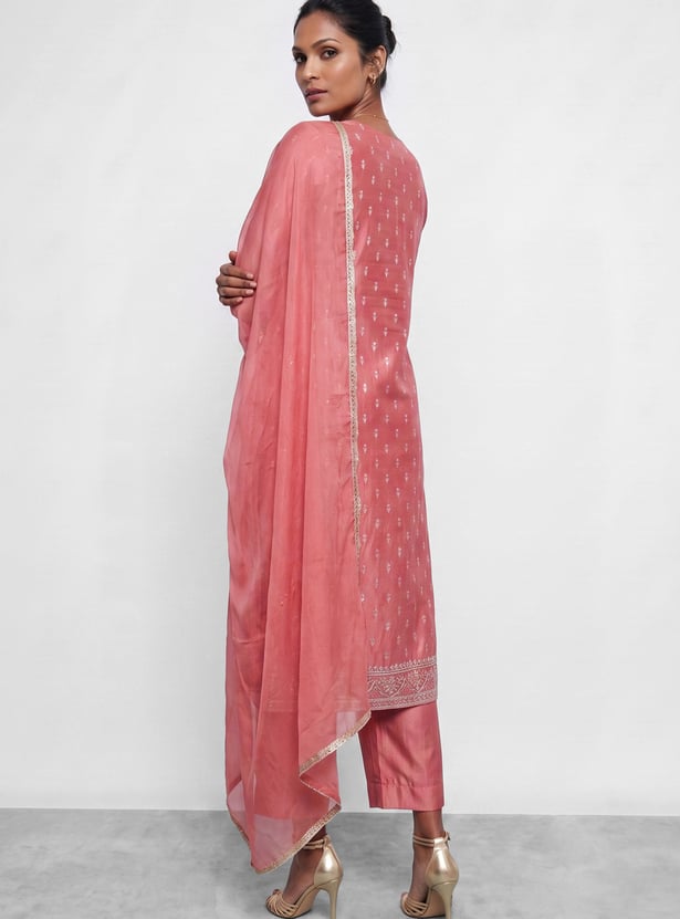 MELANGE Embroidered Straight Kurta Set