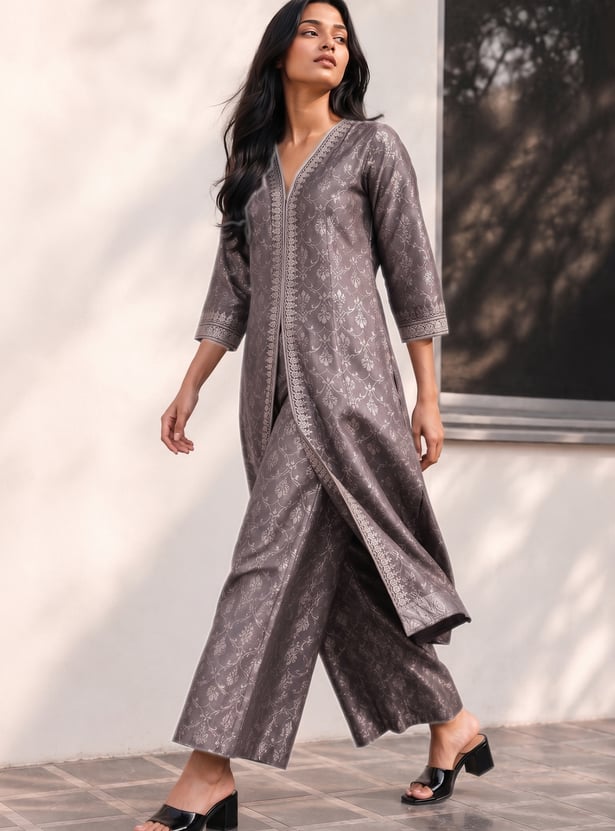 MELANGE Foil Print Flared Pants