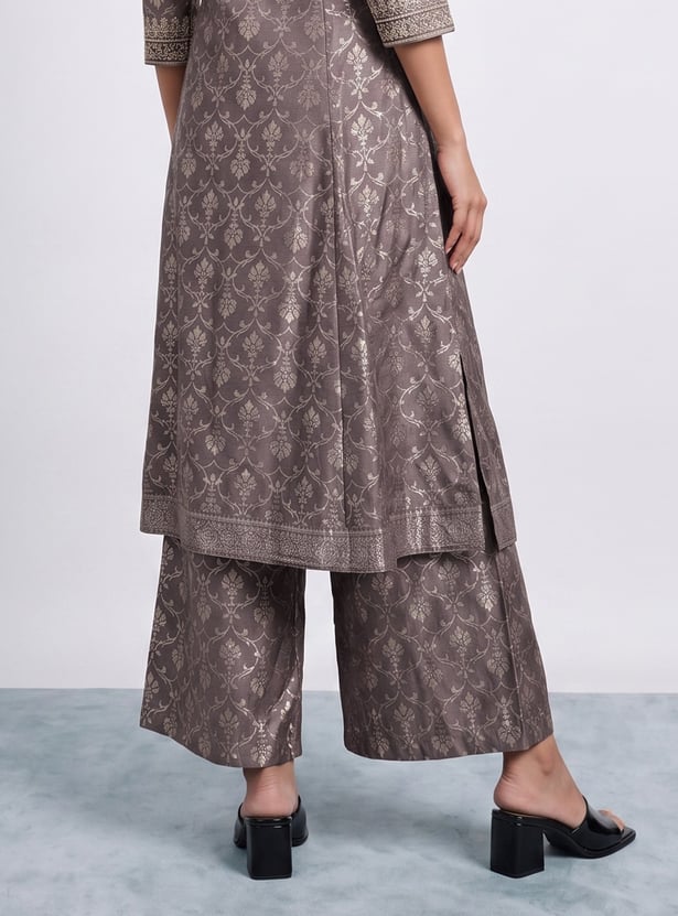 MELANGE Foil Print Flared Pants