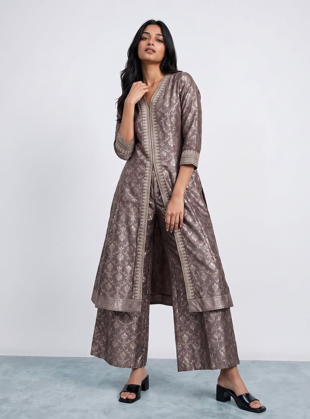 MELANGE Foil Print Flared Pants
