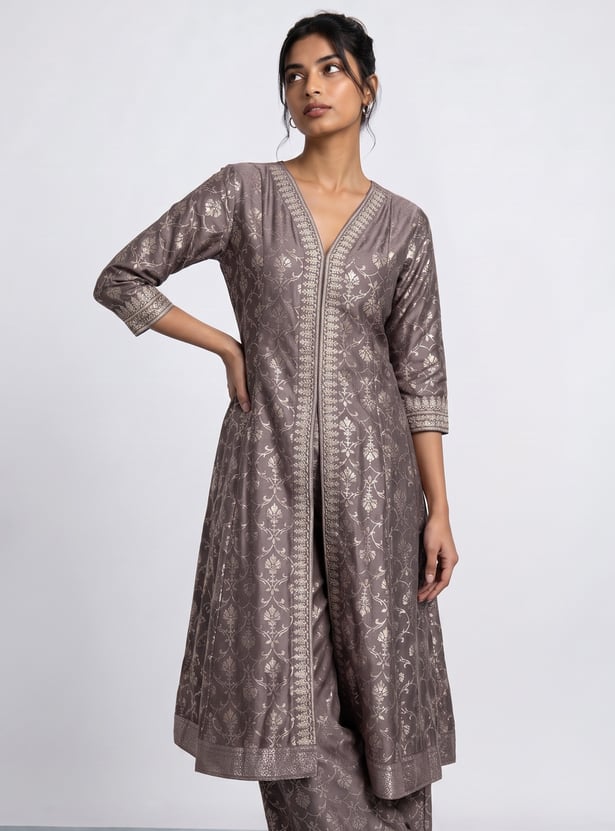 MELANGE Ethnic Motif V-neck Straight Kurta