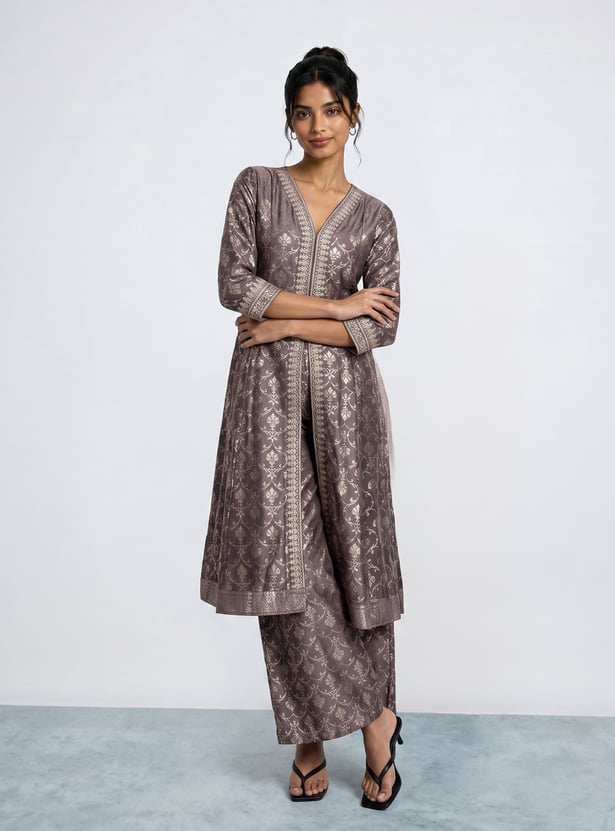 MELANGE Ethnic Motif V-neck Straight Kurta