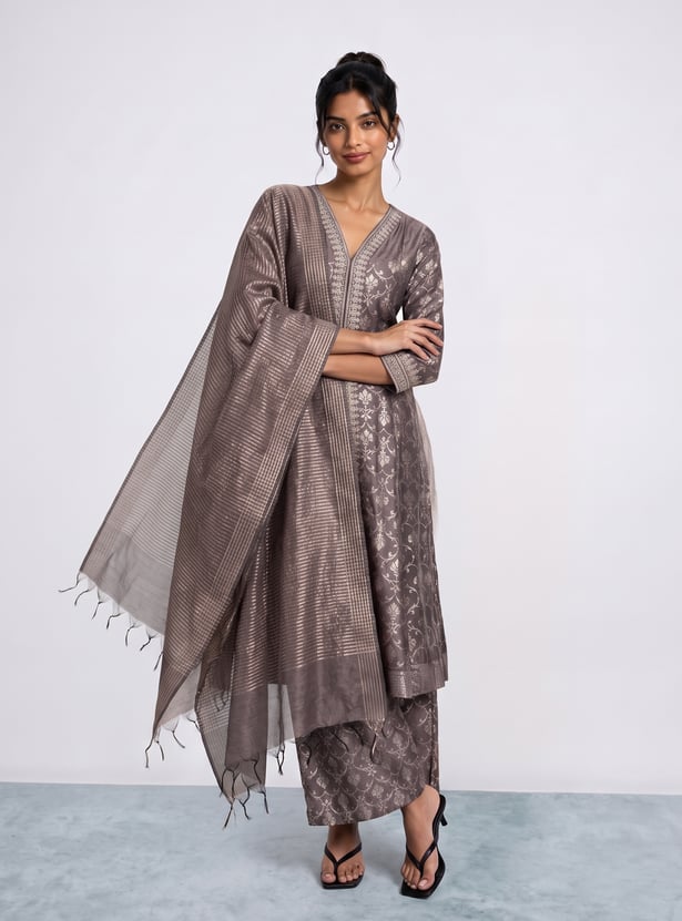 MELANGE Ethnic Motif V-neck Straight Kurta