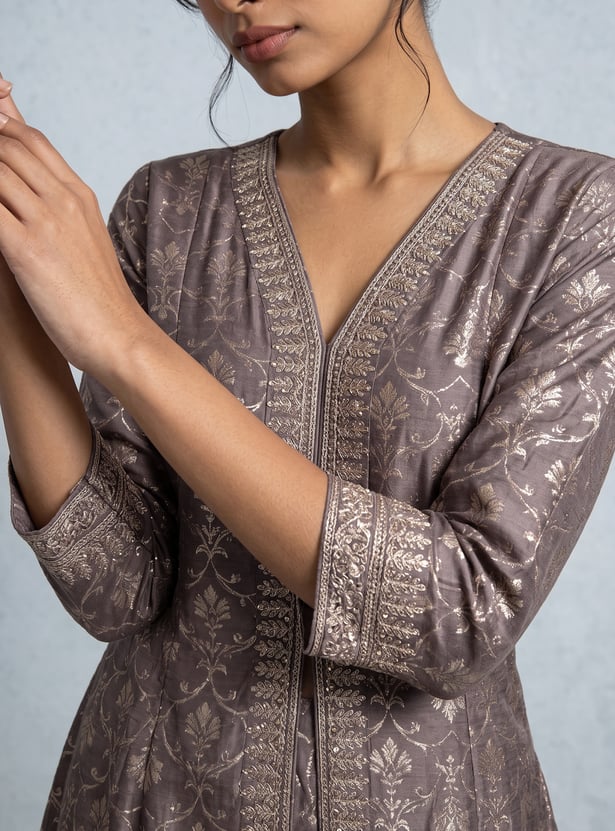 MELANGE Ethnic Motif V-neck Straight Kurta