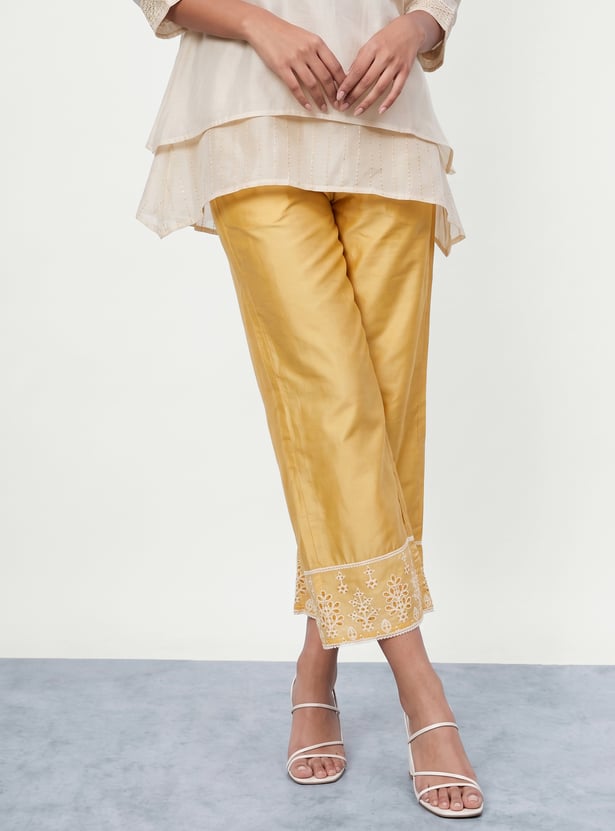 MELANGE Embroidered Straight Pants