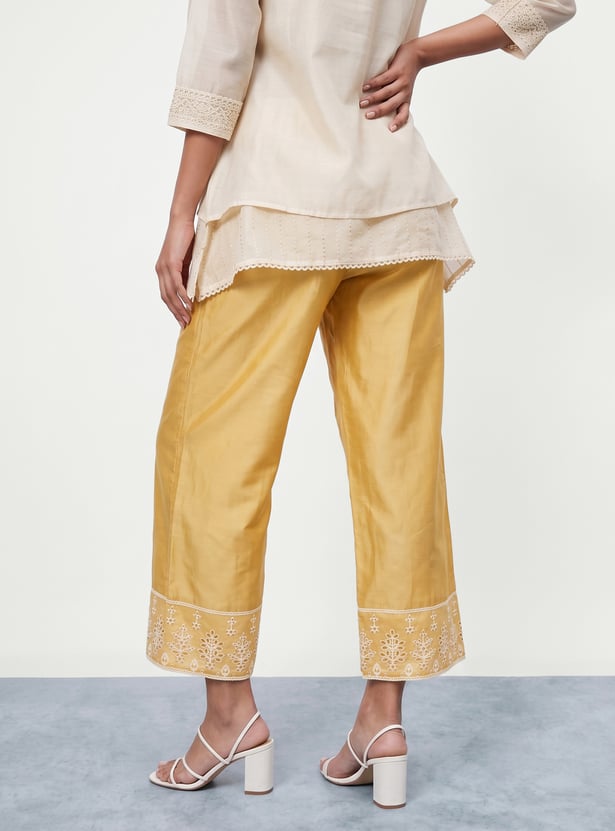 MELANGE Embroidered Straight Pants