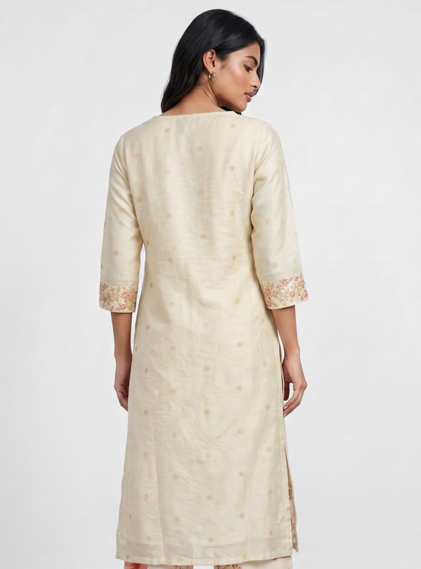 MELANGE Embroidered Floral Straight Kurta