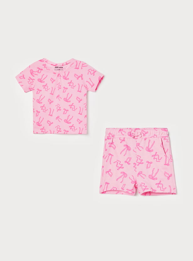 FAME FOREVER Girls Graphic Top with Shorts Set