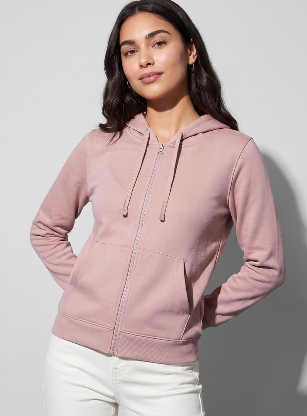 FAME FOREVER Solid Zip-Up Hoodie