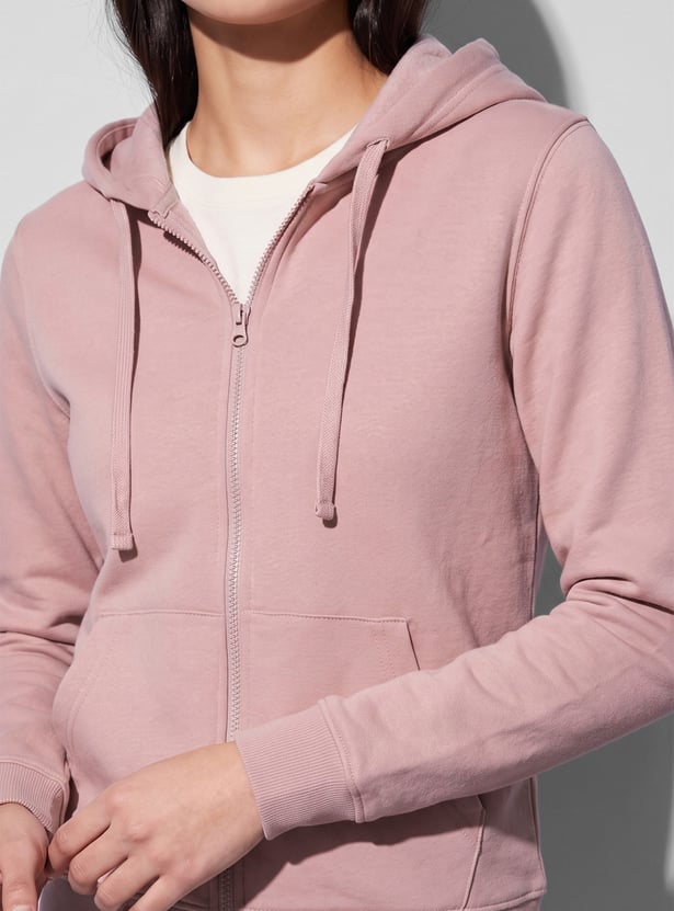 FAME FOREVER Solid Zip-Up Hoodie