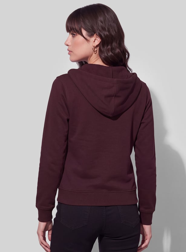 FAME FOREVER Solid Zip-Up Hoodie
