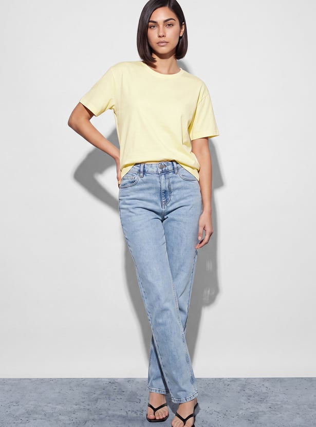 FAME FOREVER Solid Drop-Shoulder T-shirt