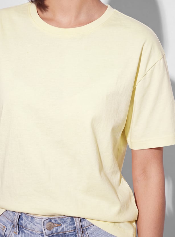 FAME FOREVER Solid Drop-Shoulder T-shirt