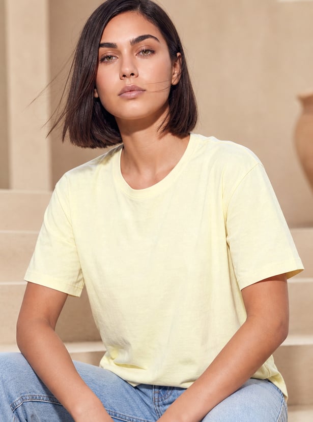 FAME FOREVER Solid Drop-Shoulder T-shirt