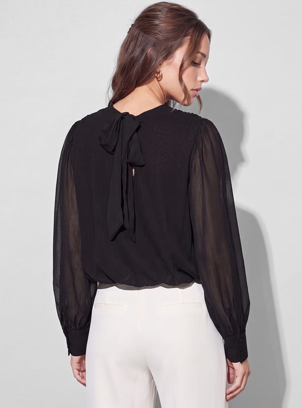 CODE Sheer Cowl Neck Top